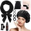 PQETBV Bigodino per Boccoli, Boccoli Capelli Senza Calore, Set 9 Pezzi Bigodino Fascia Capelli, per Capelli Curler Medi Lunghi Dormire Senza Calore Velluto Fascia Morbida Arricciacapelli (Nero)