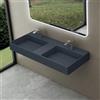doporro Lavabo doppio Sospeso Lavabo da Appoggio Rettangolare in Marmo Resina Antracite Opaco, Vasca Doppia 120x48x13 cm con 2 Fori Rubinetto e Piletta Scarico, Colossum12