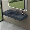 doporro Lavabo Bagno Sospeso Lavabo da Appoggio Rettangolare in Marmo Resina Antracite Opaco, Vasca Centrale 120x48x13 cm con 1 Foro Rubinetto e Piletta Scarico, Colossum12