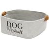 Geyecete-Cestino portaoggetti per Giocattoli Cani Intrecciato in Corda di Cotone,con Manico in Pelle,Portatile Cesto portaoggetti per Giocattoli et Vestiti/Accessori per Cane/Gatti-Grigio