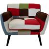 LIBEROSHOPPING Poltrona in tessuto patchwork 84 cm con gambe in legno massello seduta imbottita - LIBEROSHOPPING