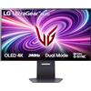 LG UltraGear OLED 32GS95UV Monitor Gaming 32, UHD 4K (3840x2160), OLED, 240Hz, 480Hz in FHD con Dual Mode, 0,03ms (GtG), G-Sync, FreeSync Premium Pro, HDR 400 True Black, HDMI 2.1, DisplayPort, Nero