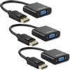 Topcloud Adattatore da DisplayPort (DP) a VGA, convertitore da DP a VGA Cavo placcato in oro maschio a femmina per PC, laptop, display, monitor, proiettori e altro （Confezione da 3）