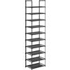 SONGMICS Scarpiera, 10 Ripiani, Scaffale Portascarpe, Organizzatore per Scarpe, 28 x 45 x 173 cm, Telaio in Metallo, Ripiani in Tessuto, Ingresso Corridoio Camera da Letto, Nero LSH010B02