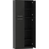 HOMCOM Mobile Contenitore Minimal con 2 Armadietti e Mensole Regolabili, in Legno Nero, 59x31x155 cm | Aosom Italy