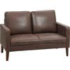 HOMCOM Divano 2 Posti Moderno con Rivestimento in Tessuto Effetto Pelle Traspirante e Gambe in Legno, 130x78x85 cm, Marrone Scuro | Aosom Italy