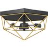 HOMCOM Lampada da Soffitto Stile Industriale Geometrica con 3 Attacchi E27 per Lampadine LED, Nero e Oro | Aosom Italy