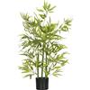 HOMCOM Pianta di Bambu Artificiale Alta 90 cm da 504 Foglie in PEVA e PP Verde con Vaso in Cemento Ø15x12.5 cm | Aosom Italy