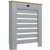 HOMCOM Copritermosifone in MDF a Doghe, Copricalorifero a Griglia con Cassetto, 78x19x95.5 cm, Grigio | Aosom Italy