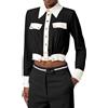ELISABETTA FRANCHI CAMICIA BICOLOR IN GEORGETTE - CAT0156E2 - nero