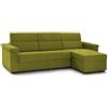 Talamo Italia -Divano Letto con penisola Ombretta, Sofà angolare trasformabile per Salotto, Imbottito, sfoderabile, 100% Made in Italy, 285x160 h100 cm, Verde