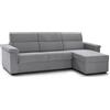 Talamo Italia -Divano letto con penisola Zara, Sofà angolare trasformabile per salotto, imbottito, sfoderabile, Qualità 100% Made in Italy, 285x160 h100 cm, Grigio