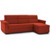Talamo Italia -Divano Letto con penisola Zara, Sofà angolare trasformabile per Salotto, Imbottito, sfoderabile, 100% Made in Italy, 285x160 h100 cm, Arancione
