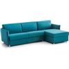 Talamo Italia -Divano Letto con penisola Pina, Sofà angolare trasformabile per Salotto, Imbottito, sfoderabile, qualità 100% Made in Italy, 260x160 h90 cm, Azzurro