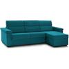 Talamo Italia -Divano Letto con penisola Zara, Sofà angolare trasformabile per Salotto, Imbottito, sfoderabile, qualità 100% Made in Italy, 285x160 h100 cm, Azzurro