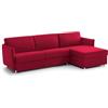 Talamo Italia -Divano Letto con penisola Virgilia, Sofà angolare trasformabile per Salotto, Imbottito, sfoderabile, qualità 100% Made in Italy, 260x160 h90 cm, Rosso