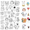 CRASPIRE Timbri Trasparenti con Palloncini Animali Decorativi Coniglietto Riccio Cane Cucciolo in Gomma in Silicone Riutilizzabili per Fai da Te Scrapbooking Journaling Decorazione Carta Creazione