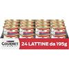GOURMET Rosso Cibo Umido per Gatti Adulti Paté con Tonno e Pesce dell'Oceano 24 Lattine da 195g