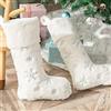 Deggodech 2pcs Calza di Natale Bianca Pelliccia Calze Natalizie da Appendere con Fiocco di Neve Argento Portacalze Natalizie Decorazioni Camino Natale - 22inch/56cm