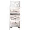 Rebecca Mobili Comodino shabby, cassettiera 3 cassetti di vimini, legno di pino, bianco grigio, camera ingresso - Misure: 78 x 28,5 x 22 cm (HxLxP) - Art. RE4296