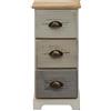 Rebecca Mobili Comodino 3 cassetti, cassettiera di legno, bianca beige grigia, legno paulownnia, stile vintage, camera bagno - Misure: 62 x 29 x 25 cm (HxLxP) - Art. RE4481