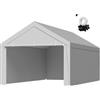 VEVOR Tettoia per Posto Auto Coperto, Telo Superiore per Tenda da Garage con Pareti Laterali e Cordini Elastici a Sfera 6,09 x 3,96 m, Resistente ai Raggi UV Impermeabile, Telaio non Incluso, Grigio