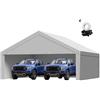VEVOR Tettoia per Posto Auto Coperto, Telo Superiore per Tenda da Garage con Pareti Laterali e Cordini Elastici a Sfera 6,09 x 6,09 m, Resistente ai Raggi UV Impermeabile, Telaio non Incluso, Grigio