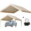 VEVOR Tettoia per Posto Auto Coperto, Telo Superiore per Tenda da Garage 6,09 x 3,65 x 3,05 m, Resistente ai Raggi UV Impermeabile, Tettoia con Passeggini a Sfera, Telaio non Incluso, Beige