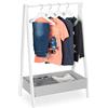 Relaxdays Stand Appendiabiti per Bambini, con Pratico Scomparto, Guardaroba a Giorno, HLP: 99x63,5x42 cm, Bianco Grigio, Fibra di Legno