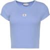 Calvin Klein Donna T-Shirt Maniche Corte Woven Label Rib Baby Tee con Scollo Rotondo, Grigio (Bc06 Grey Heather), L