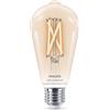 Philips By Signify Philips LED Lampadina Smart Filament Dimmerabile Luce Bianca da Calda a Fredda Attacco E27 60W Edison