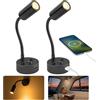 AOOTE Interno Lampade Camper, 2 pezzi 12v Letto Lampada di Lettura, Luce LED Camper con Porta di Ricarica USB, Con Interruttore, luce bianca calda, per Roulotte, Auto, Camion, Camera da Letto