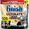 Finish Ultimate PLUS Infinity Shine Pastiglie Lavastoviglie al Limone, 105 Capsule con Scudo Protettivo contro lo Sporco e i Residui Incrostati