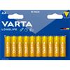 Varta 4106101461 Longlife Batteria Alcalina, Stilo AA LR06, Confezione da 10 Pile Confezione risparmio - il design può variare