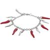 inSCINTILLE Bracciale Donna con Corni Portafortuna Rossi e Metalizzati (Argento)