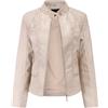 Valtorixia Giacca da donna alla moda in finta pelle giacca corta giacca moda PU giacca bomber cappotto, Bianco sporco, XL