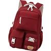 XAGMODSHN Elegante zaino scolastico giapponese per le donne in nylon multi-tasca ergonomico spalla alla moda borsa alla moda, Rosso