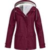 Generico Giubbino Antipioggia Donna in Pile Versatili Viaggi Giacca Da Pioggia Traspirante Impermeabile Sportivo Cappotto Con Cerniera Outdoor Trekking Trench Ripiegabile Con Cappuccio a Vento Giacche
