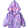 Baogaier Bambina Cappotto Giacca Cappuccio Sottile Leggero Morbido Giacche Antivento Cappotti Ragazza Abbigliamento Primavera Vestiti Viola Cavallo Stampa Modello 6-7 Anni