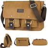 flintronic Borsa Messenger Unisex, Borsa Tracolla in Tela, Casuale Borselli da Uomo, Tasche Multiple e Grande Capacità, 14 Pollici Vintage Laptop Bag, per Viaggi All'aperto, Pendolari, Lavoro