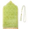 CRFASIBE Tappeto da Preghiera Musulmano con Perline di Preghiera, Tasbih Sajadah Islamico Tappeto da Preghiera in Flanella con Frange, Set Regalo Ramadan Eid Mubarak(Verde)