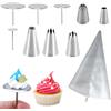 Elionless Set di attrezzi per la decorazione della torta, 5 beccucci in acciaio inox, 4 chiodi per torta e 1 sac à poche per torte, fondente, cupcake (argento)