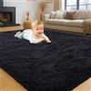 INSPIRE HOMEWARE Tappeto per soggiorno, 80 x 150 cm, soffice tappeto nero per comodino per camera da letto, tappeto a pelo lungo per corridoio, antiscivolo, per la camera dei bambini, non perde pelo
