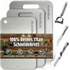 Defresit Set di 3 tagliere acciaio inox,titanium cutting board, in titanio con cuscinetto in silicone antiscivolo, per cucina all'aperto, campeggio, escursionismo (29 x 20 cm, 34 x 23 cm e 39 x 28 cm)