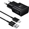 Samneer USB Caricatore compatibile per Samsung A52, A52S, A53, A33, S21, S20 FE, S10, S9, S8 Plus, Z Flip3, Z Fold3, M53 5G, Samneer Caricabatterie AFC Sostituzione Originale con Cavo Tipo-c 150cm - Nero