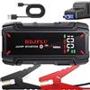 HDJFLU 6000A auto portatile jumper starter, batteria jumper starter per 8L benzina e 6L motore diesel, 10 protezione di sicurezza, 12V jumper box, USB, luce a LED, per camion, SUV, rv， nave