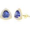 GAVU Orecchini Donna Oro 14k, Orecchini Blu Donna, Piccoli Orecchini Punto Luce Donna, Orecchini a Bottone Triangolari Donna, Orecchini Zirconia Cubica