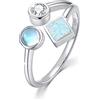 ZIPPICE Anelli con opale in pietra di luna per donna Anello aperto regolabile con opale in argento sterling Cubic Zirconia Gioielli Regali per donne e ragazze