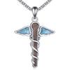 URONE Croce Caduceo Collana in argento Sterling Croce di legno RN Stetoscopio Pendente Collana Turchese Infermiera Gioielli Tematici per Donne Medico, Argento sterling, Nessuna pietra preziosa
