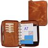 ALMADIH Agenda in pelle A7 con cerniera Portadocumenti Calendario 2025 Marrone Cartella Portablocco Organizer Porta Documenti Conferenza Anelli + Block Notes Organizzatore Carpetta (OR-A7-BD)
